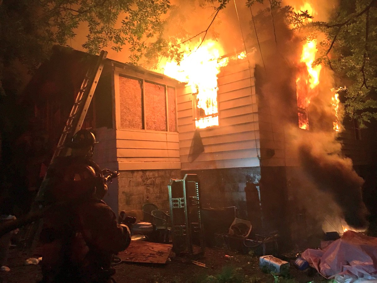 Atlanta Fire operating at a working fire on 2 story residential dwelling on Pecan Drive SW. Heavy fire showing on arrival