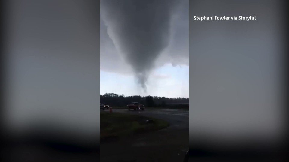 A scary sight near Savannah, GA as a reported tornado tore through Chatham County Friday. Power lines were taken down, and there are reports of major roof damage to an elementary school.   