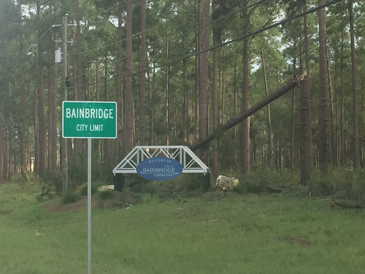 Nearly 100 miles inland, in Bainbridge, GA, where Hurricane Michael maintained its severe category status and even a well-formed eye. The damage here is widespread.   