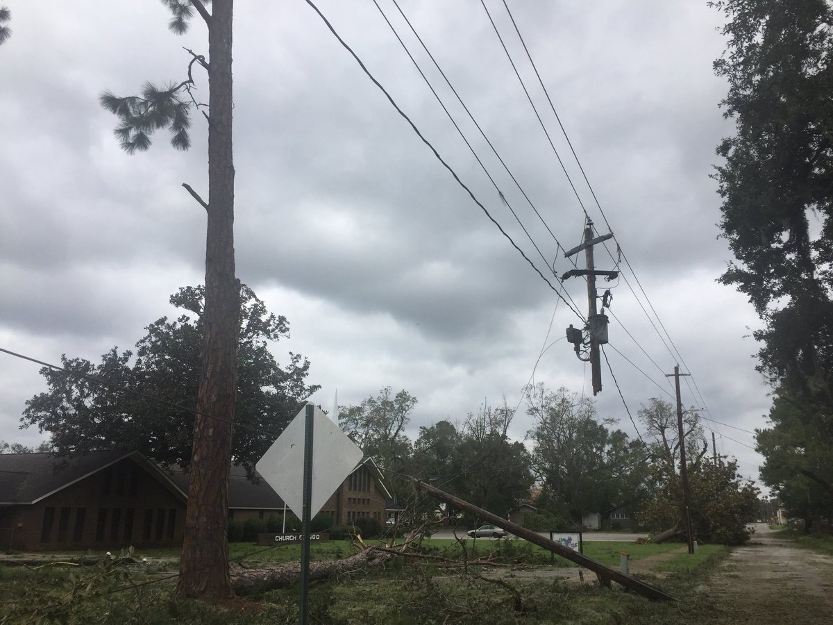 Nearly 100 miles inland, in Bainbridge, GA, where Hurricane Michael maintained its severe category status and even a well-formed eye. The damage here is widespread.   