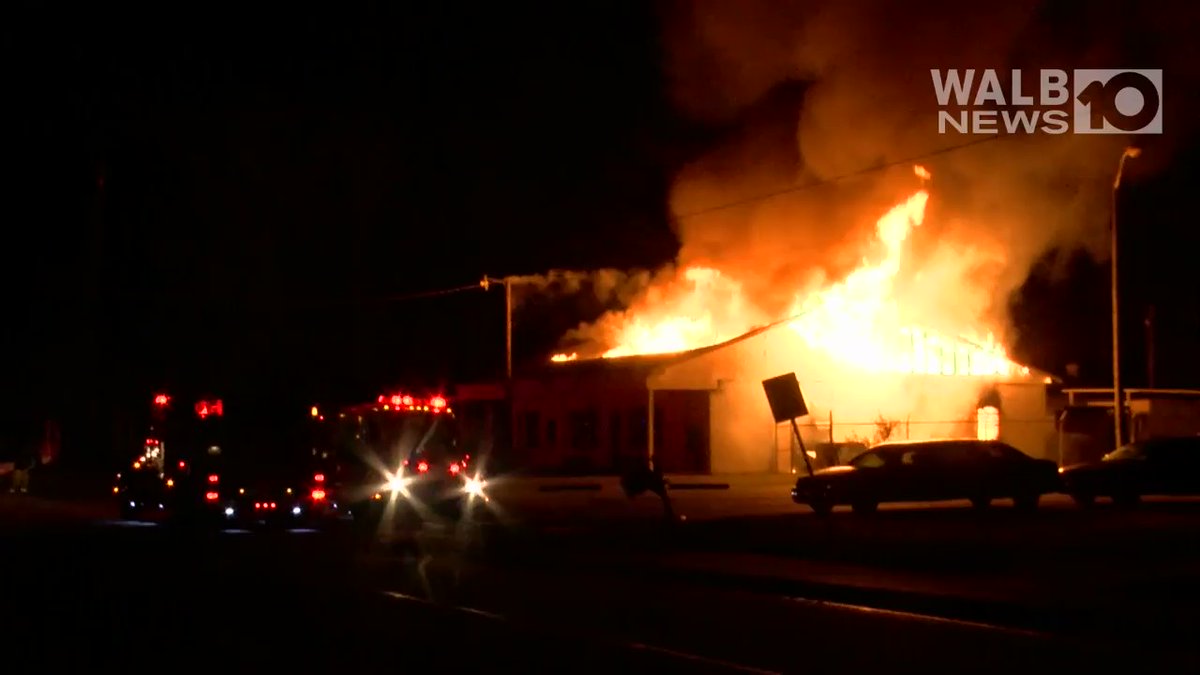 Albany fire crews spent several hours battling a fire at Dinner Bell Catering Service on Clark Avenue     