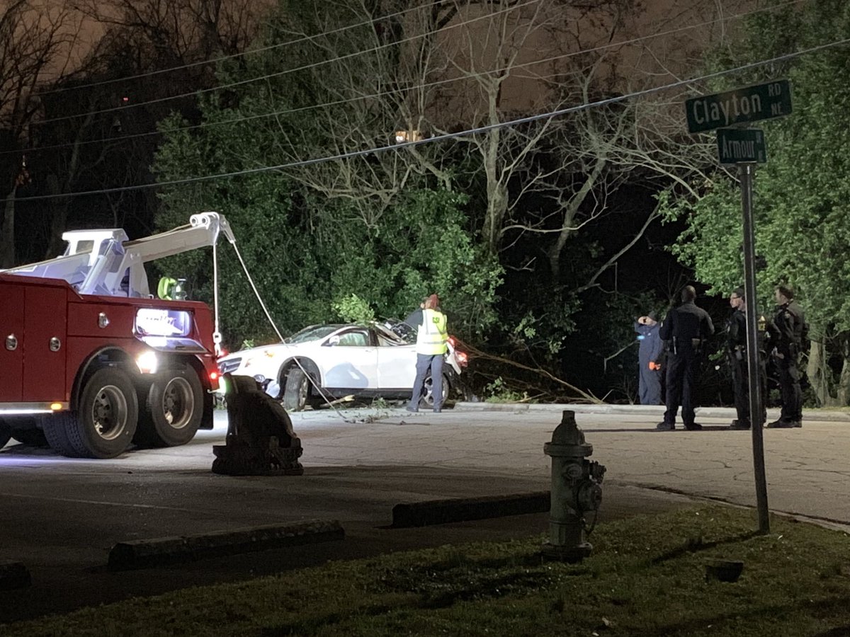 Suspect Mercedes SUV and unmarked Atlanta Police car both crashed at end of chase down Armour Dr