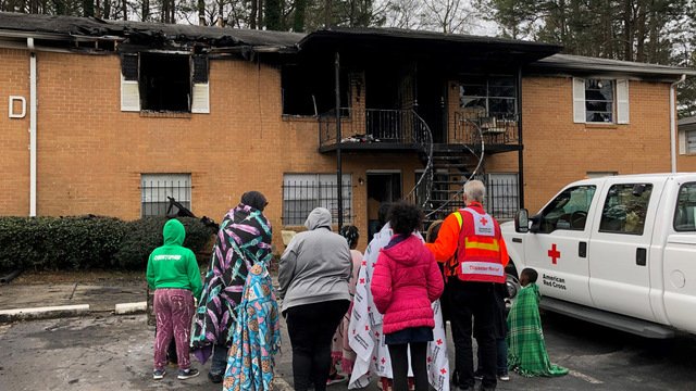 The Red Cross is assisting families forced out of their apartments by a fire in Atlanta.