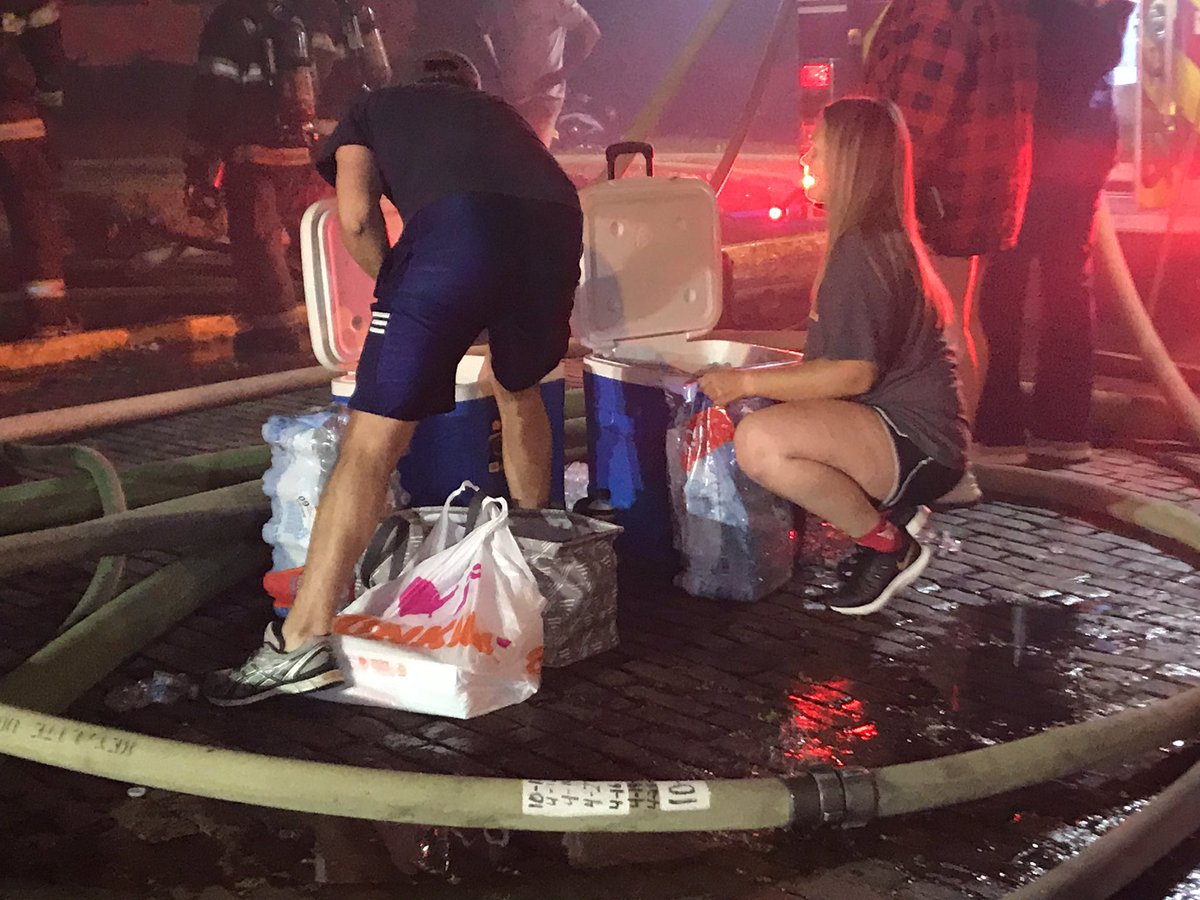 Four firefighters are in the hospital after fighting the multi-home fire on High Street in downtown Macon