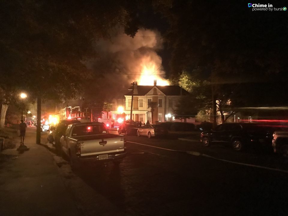 Four firefighters are in the hospital after fighting the multi-home fire on High Street in downtown Macon