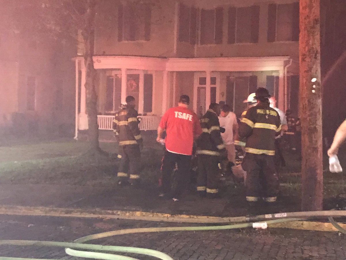 Four firefighters are in the hospital after fighting the multi-home fire on High Street in downtown Macon