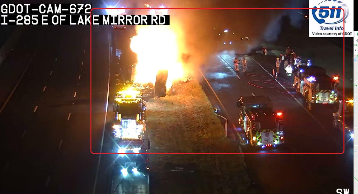 Tractor Trailer is on Fire again. This is on I-285/wb (inner loop) past I-75 in Clayton County All lanes remain Blocked. Use Jonesboro Rd, Forest Pkwy or I-20 as alternates  