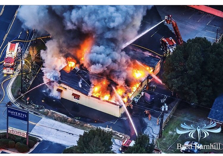 Another shot of this  restaurant fire in Gainesville. Browns Bridge Rd. remains blocked in Hall County.