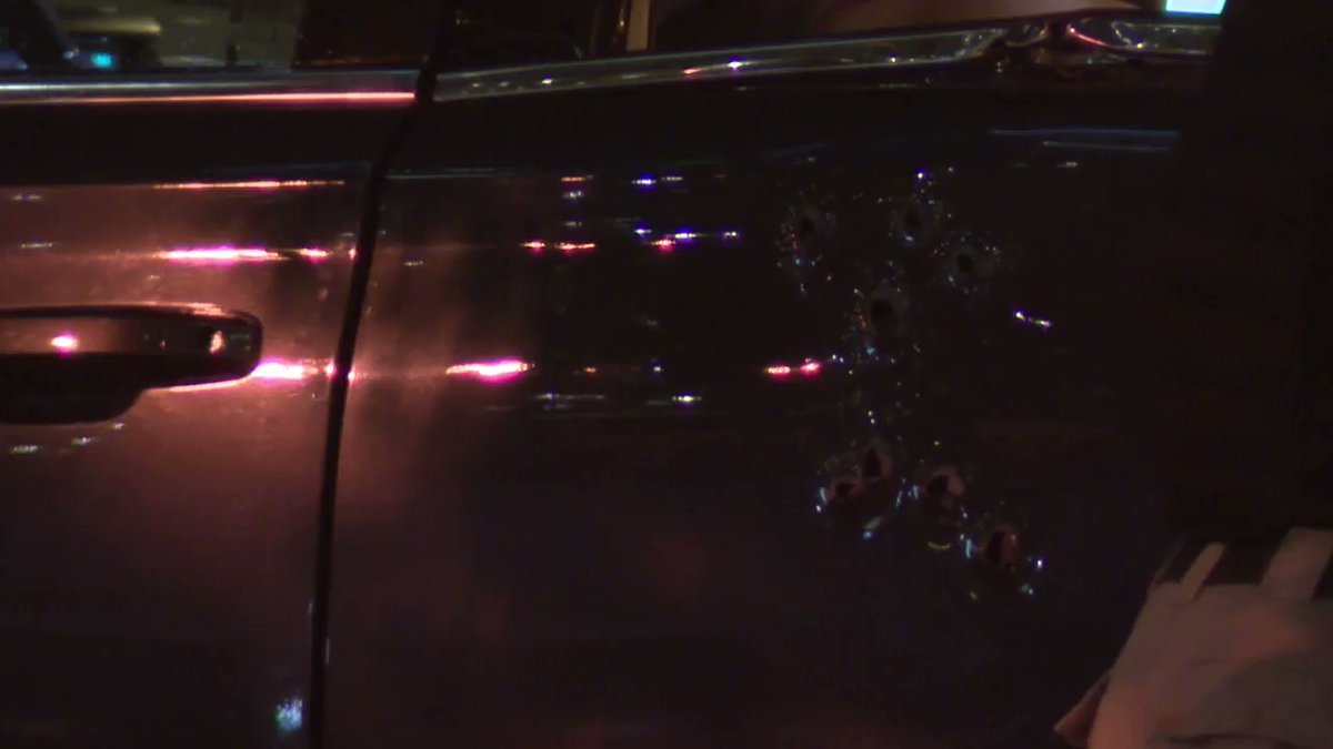 At least 8 bullet holes in door of the Uber that  Atlanta Police tell became the scene of a shooting while multiple occupants were inside, many fled the vehicle on foot running onto I-75. 