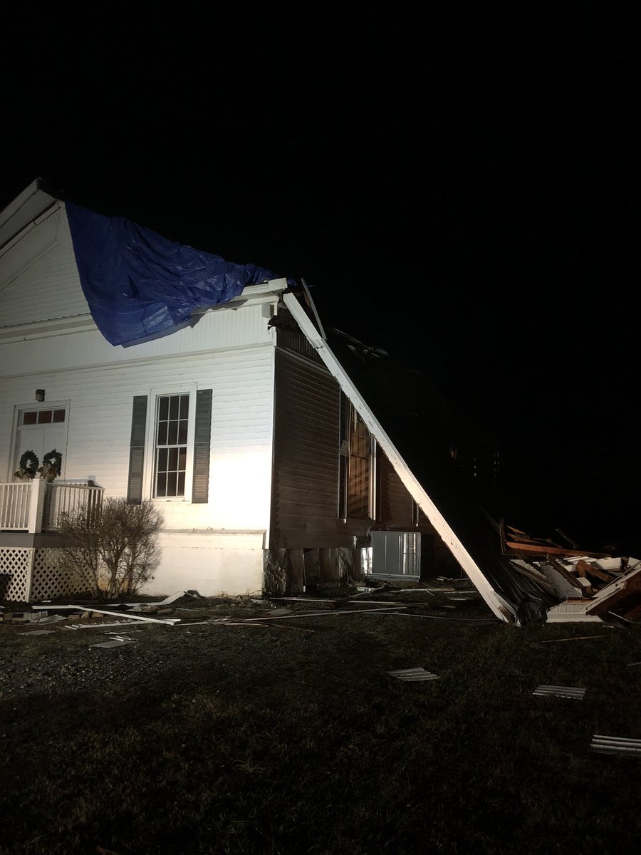 Euharlee where the roof of this nearly 170 year old church was ripped off in yesterday's storms.  