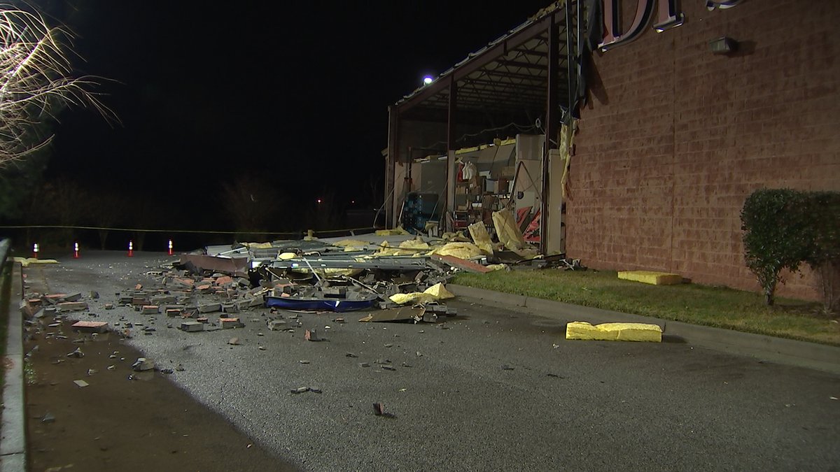A line of severe storms that moved across metro Atlanta Saturday night downed trees and power lines, flooded roads and even sparked a massive fire at one home.