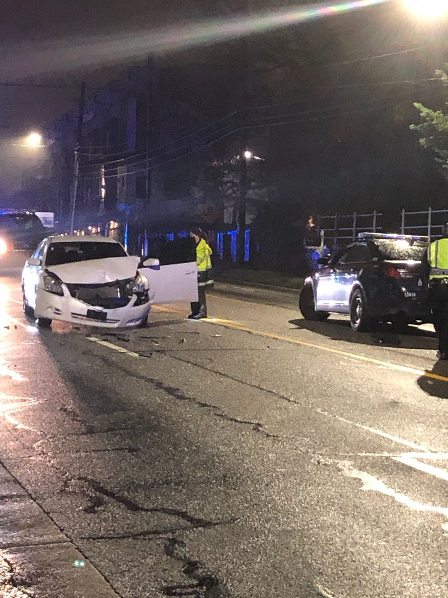 Police investigating an accident involving a police cruiser.  The crash happened on Moreland Ave just off or Kirkwood Ave in southeast Atlanta
