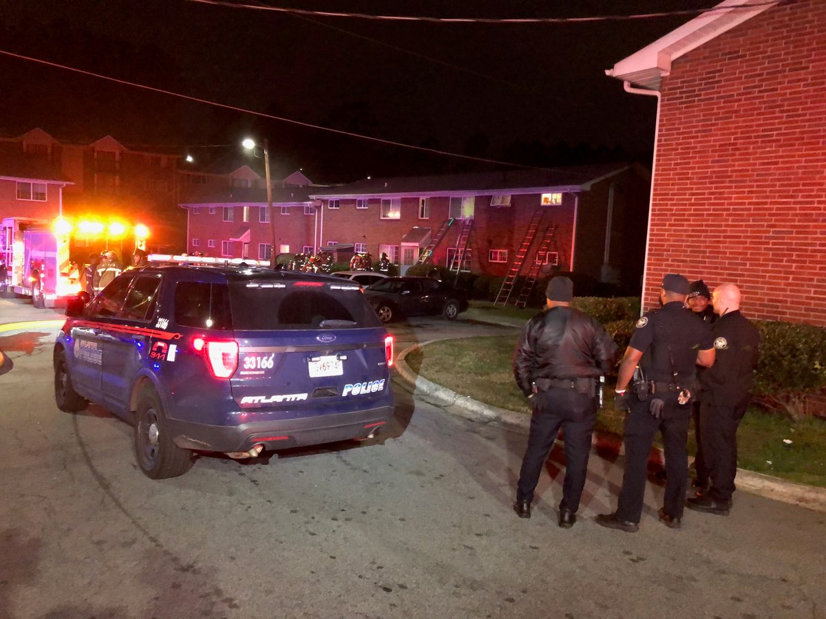 Atlanta Fighters are investigating what started an apartment fire that sent four people to the hospital