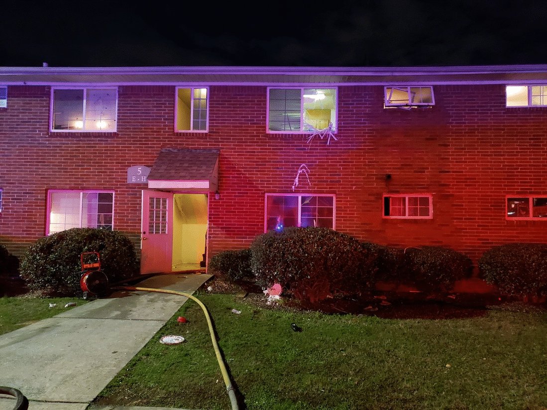4 hospitalized in early morning SW Atl apt fire. Firefighter, mom, child & baby all suffer smoke inhalation
