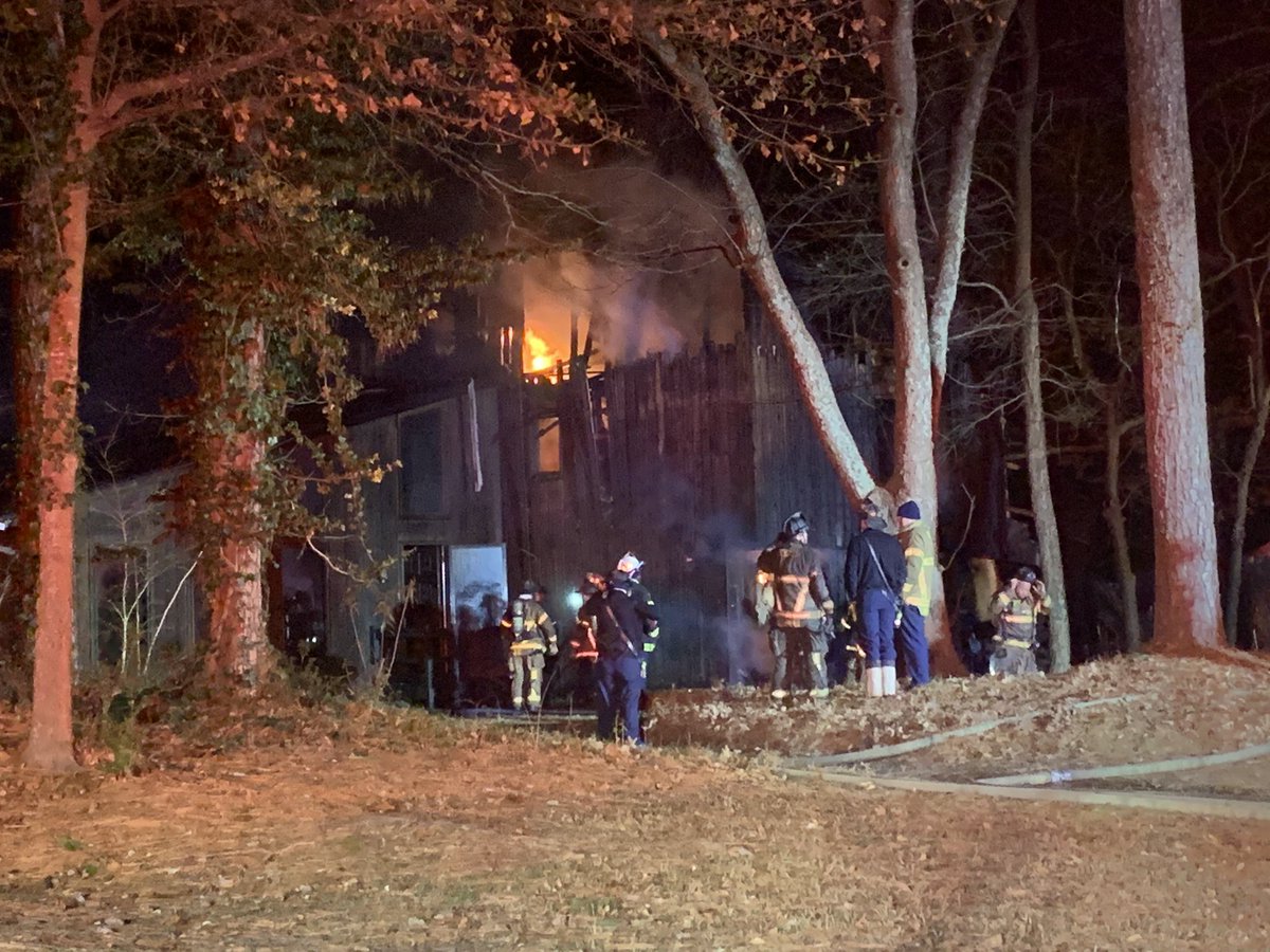 Firefighters battling flames and freezing temps at house fire in DeKalb County near Stone Mnt. No one home and no one hurt 