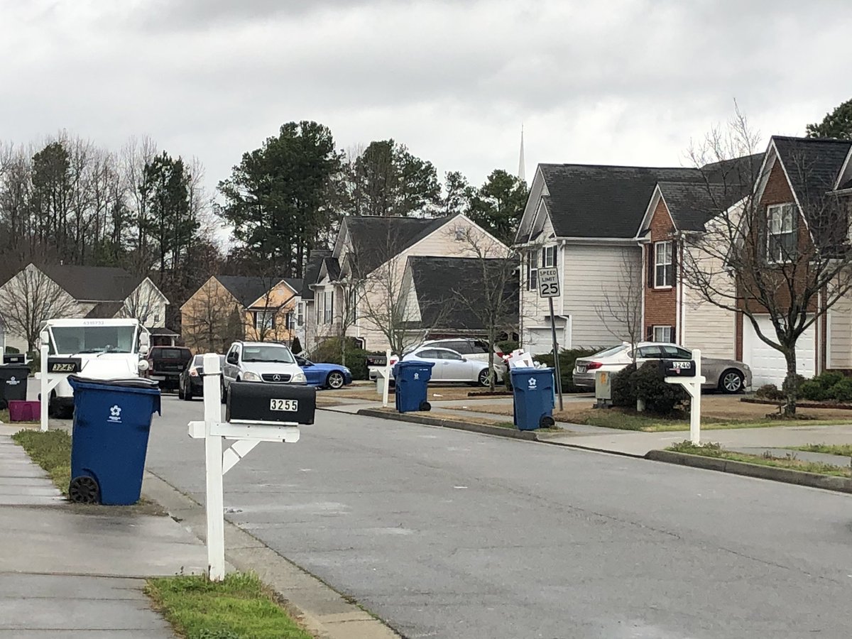 GwinnettPd detectives canvassing the neighborhood here on Wrenwood Court in Loganville where a man was shot and killed while sitting in a car in his driveway