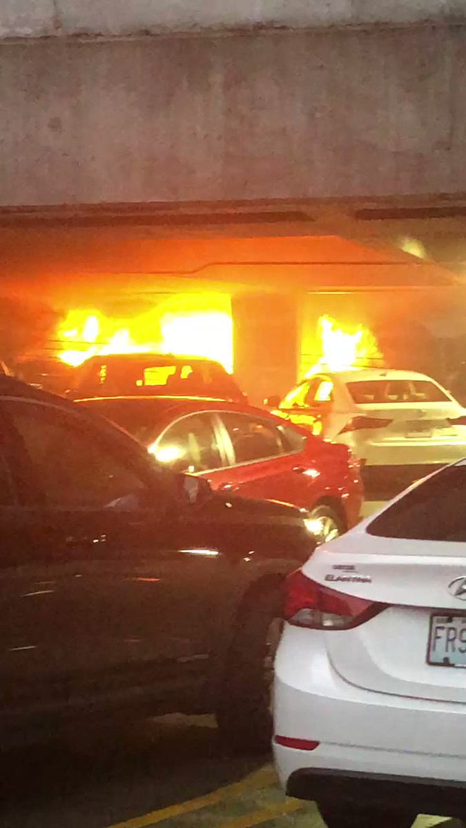 Several cars were destroyed and damaged by a fire inside Piedmont Atlanta Hospital parking deck  She told me 10 were totaled. 