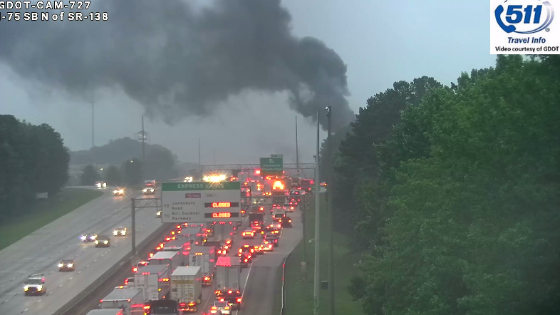 TRAVEL ADVISORY due to this Truck Fire on I-75/sb on the ramp to SR-138 (exit 228) ramp is shut down and two right lanes of I-75 are also blocked @HenryCoPolice are on scene use Hwy 42 or 19/41 as alternates  