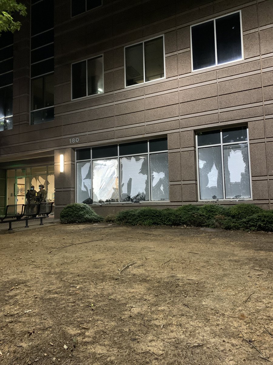 Atlanta at Atlanta Field Office field office was ransacked overnight. Federal agents   patrolling the grounds.  Twitter chatter suggests the group targeted the property to stand in solidarity with Portland, where protestors have clashed repeatedly with agents guarding a courthouse