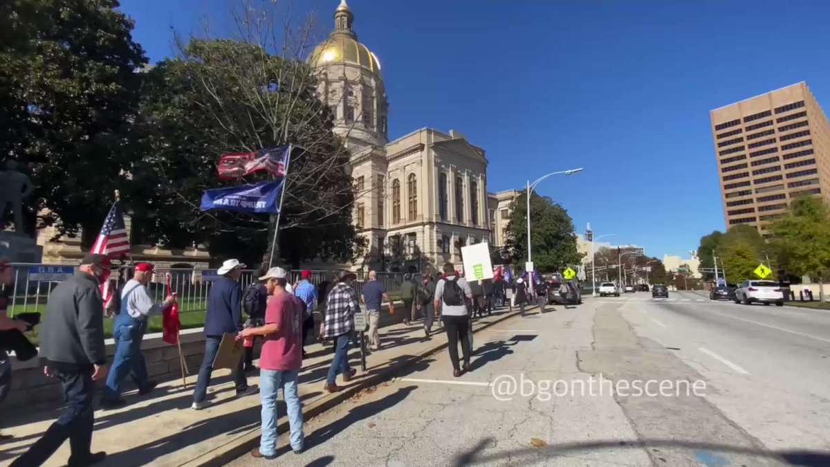 Marching around the Capitol at the conclusion of this afternoon's Stop the Steal protest in Atlanta Atlanta Georgia