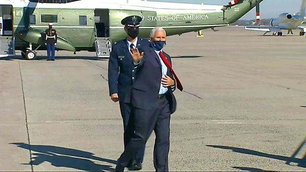 VP Pence arrives at Joint Base Andrews to board Air Force Two en route Georgia to address 2 Defend the Majority rallies for GOP Senate candidates Perdue and Loeffler facing runoffs in January