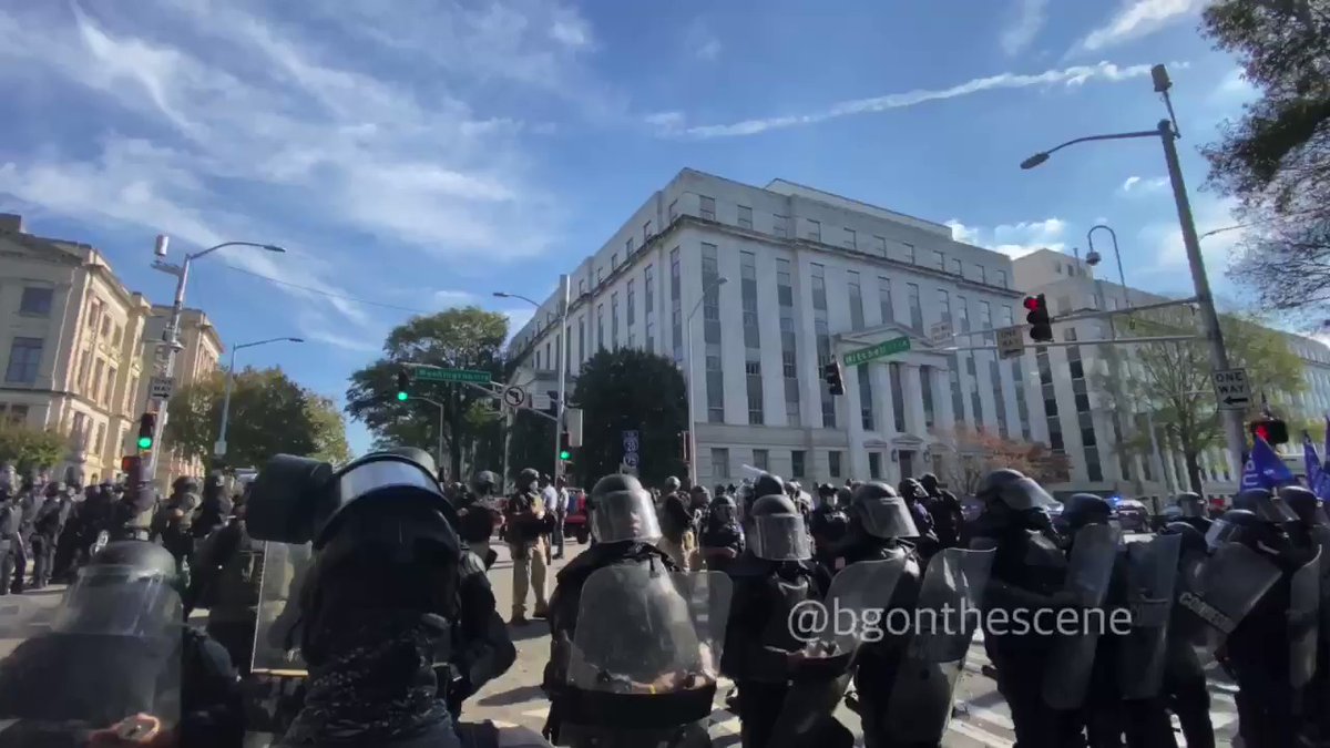 Police give a 2 pm dispersal order to both crowds gathered here in Atlanta  Georgia 