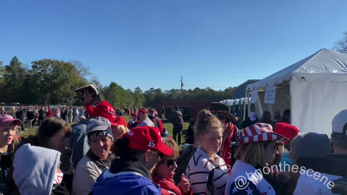 Supporters lining up for the health screening at the Trump rally line here in Valdosta TrumpRally Trump2020 Georgia