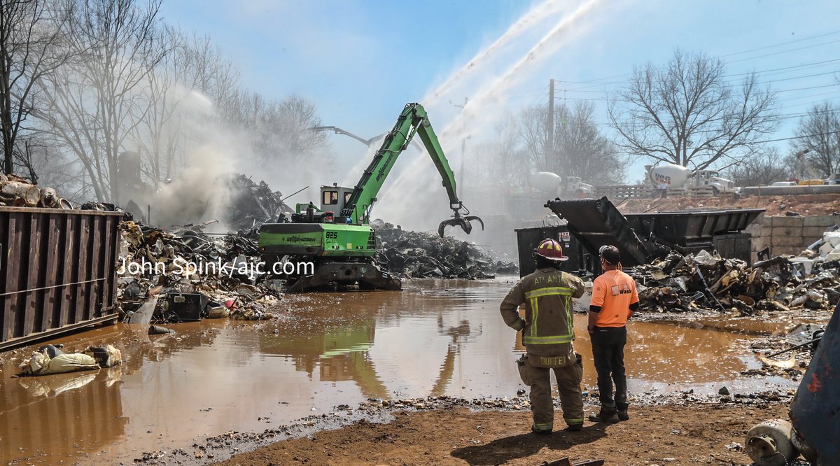 Lakewood Ave and McDonough Blvd will be shut down through the afternoon as fire crews battle salvage yard fore at M&M Waste 