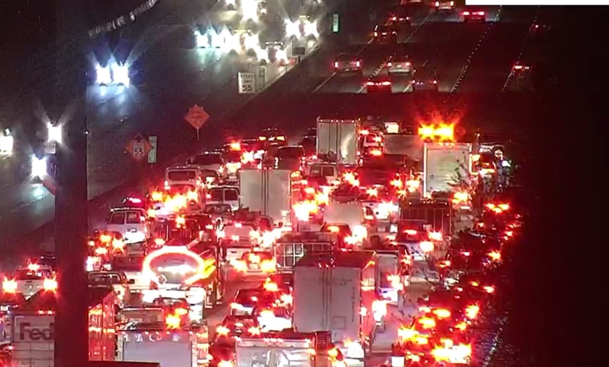 Multiple cars scattered all over the right lanes of I-285/wb before Ashford Dunwoody Rd. Delays across the north side, Outer Loop.