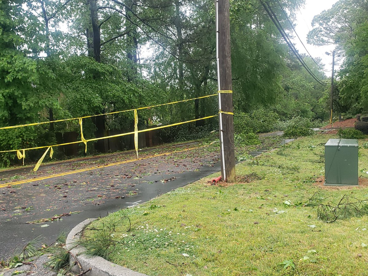 Lots of trees down in the city of S. Fulton and normally busy Cascade Road is closed because of downed trees.