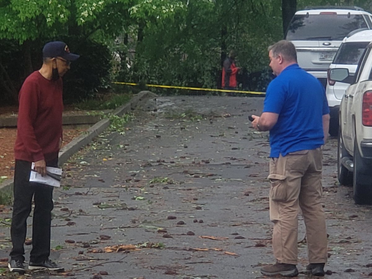Lots of trees down in the city of S. Fulton and normally busy Cascade Road is closed because of downed trees.