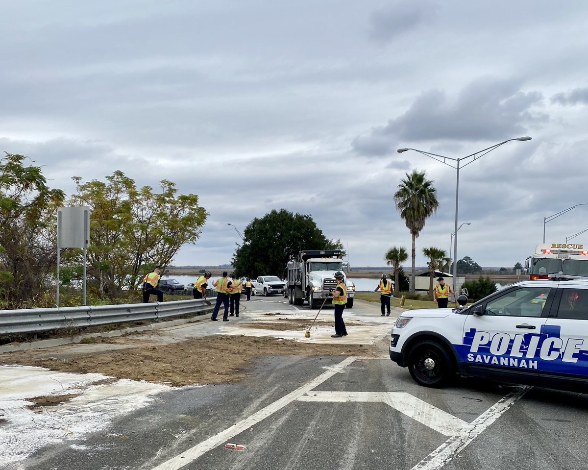 The Savannah Fire Department has contained a 150 gallon diesel fuel spill on the Talmadge Bridge following an accident involving a log truck that lost control and damaged its fuel tanks. Bridge traffic has been rerouted while the incident is mitigated