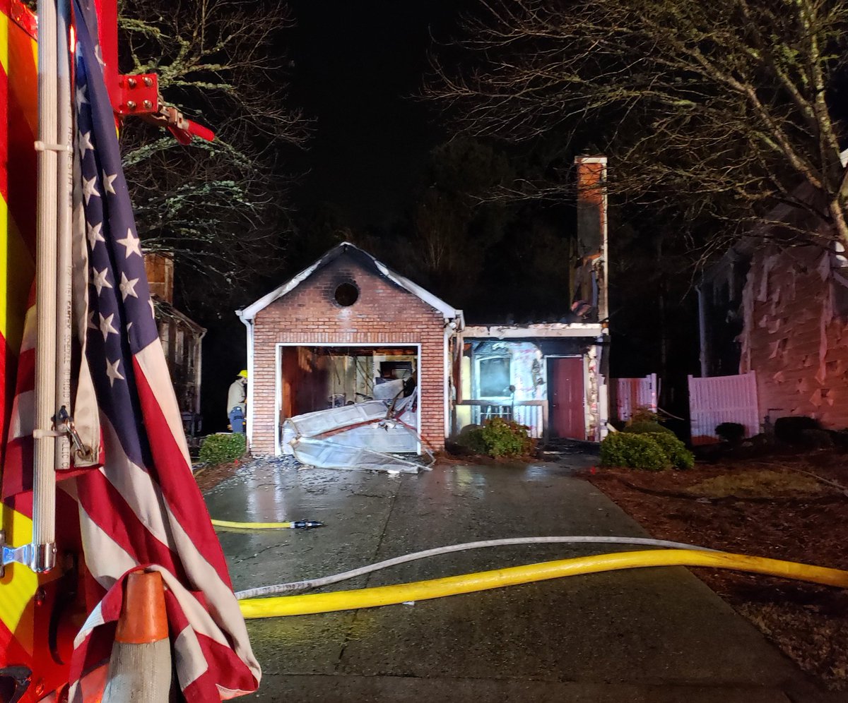 Large fire in the City of Milton destroys one home and significantly damages two more, massive response from both City of Milton FD and Alpharetta. No injuries reported at this time. 