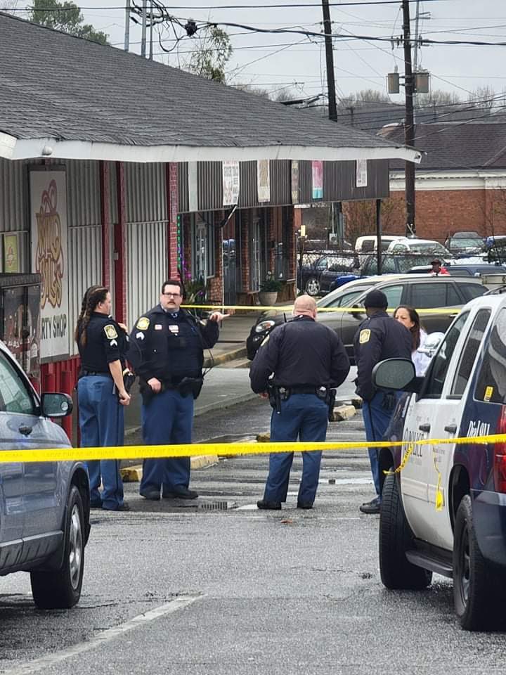 Crime scene investigators and police officers are currently at Wild Bill's Party Shop investigating a shooting