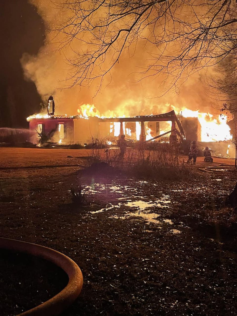 A house in Cherokee County was destroyed by fire after a possible lightning strike  at 1078 Pinyan Lane in Canton 