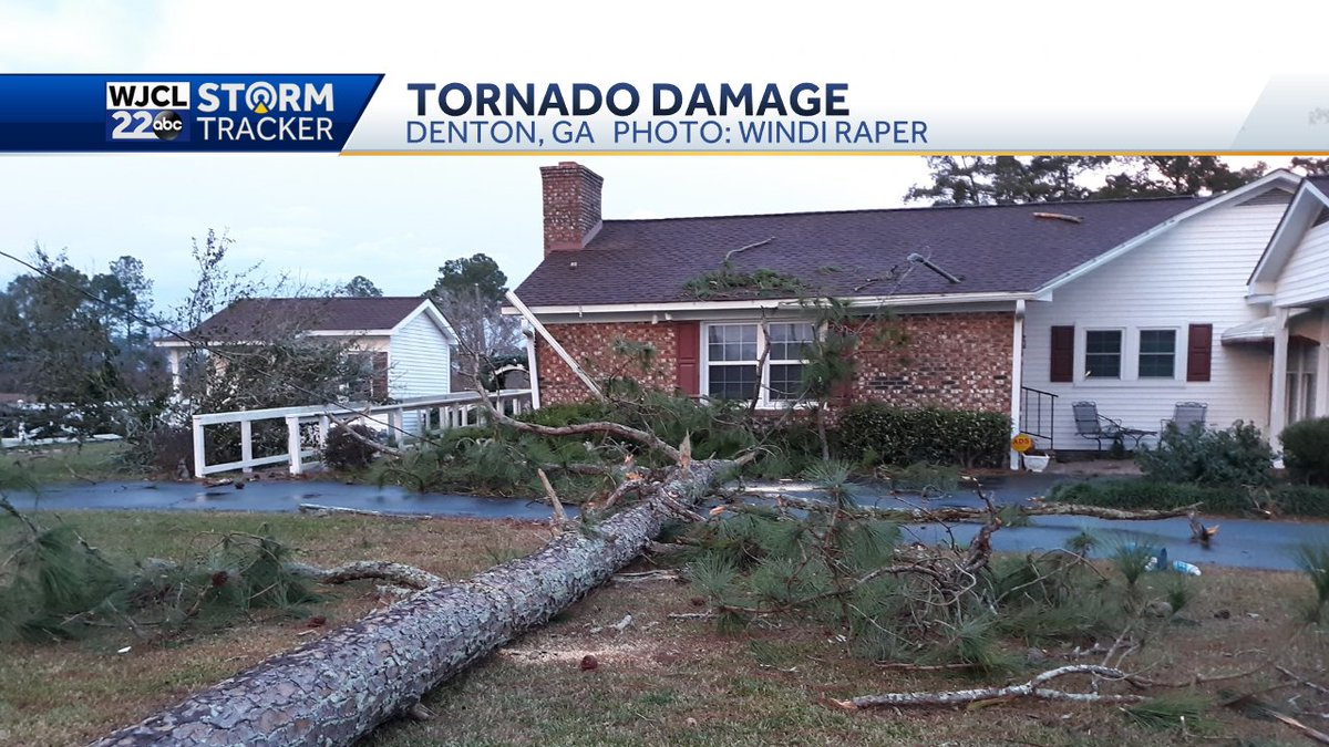 At least one tornado moved through Jeff Davis County late Thursday afternoon.  A tree landed near this home in Denton, GA