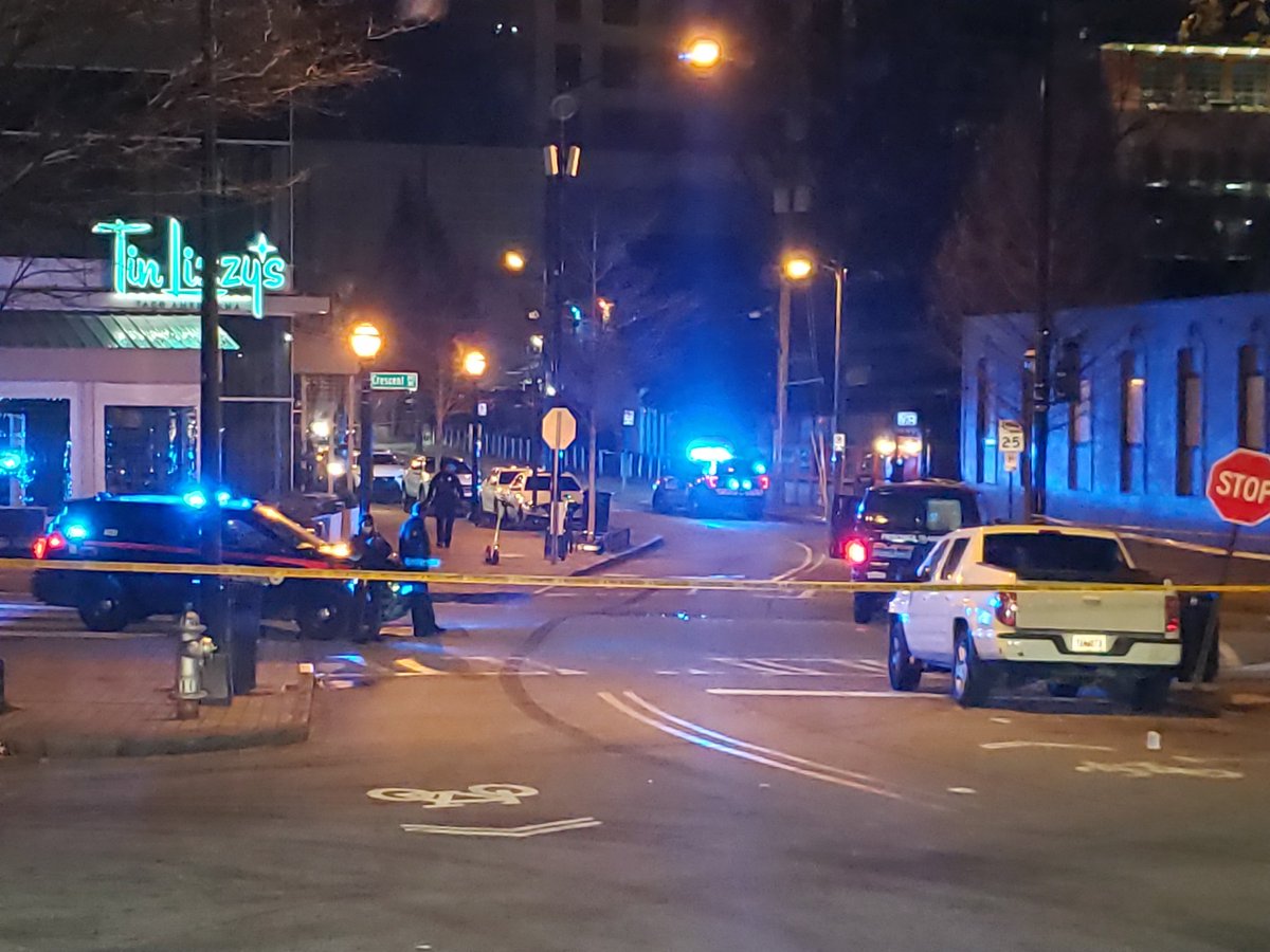 Scene of a double shooting on 12th and Crescent in Midtown Atlanta. Police say a car drove by and shot at a man and a woman. Both were taken to Grady Memorial Hospital and are reportedly stable.