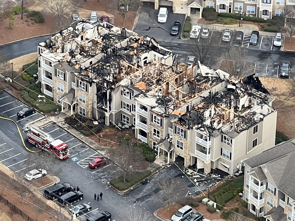 Aftermath of yesterdays fire at the Wesley Providence Apts in Dekalb Co that displaced many people due to the blaze. The cause of the fire is currently under investigation by DekalbCoFireDept