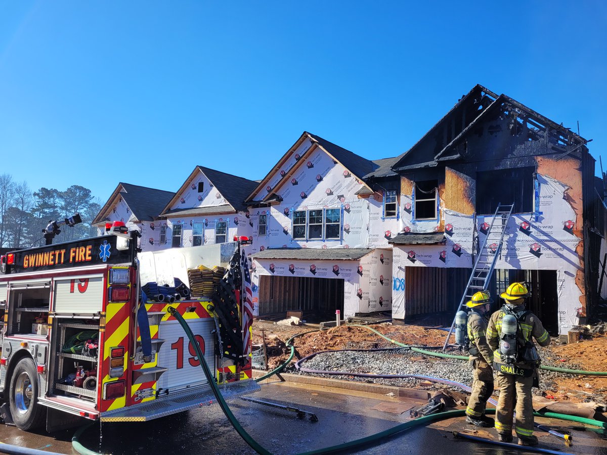 Firefighters battled an intense blaze this morning at a townhome community in the 1800 block of Shetley Creek Drive in Norcross. The townhomes were under construction. No injuries reported and the cause of the fire was ruled accidental