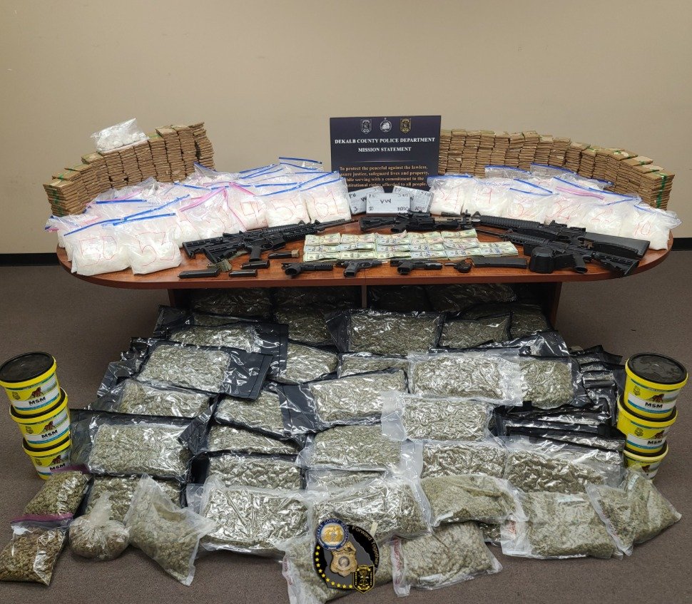 A major drug bust in DeKalb County has led to the arrest of three people and confiscation of hundreds of pounds of drugs and nine firearms.