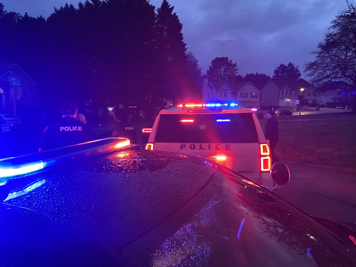 Heavy police presence on Jenni Circle in Jonesboro. Confirmed shooting involving an officer. Woman on scene crying out for her husband