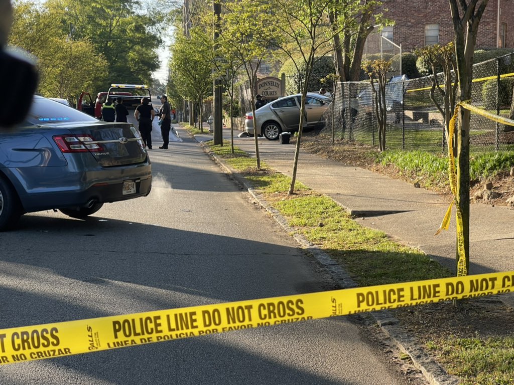 Southwest Atlanta outside of the Donnelly Apt. homicide detectives say one person is dead inside the gray car that crashed into a fence right outside the apartments. We're working to learn more about the circumstances of what led up to the crash now