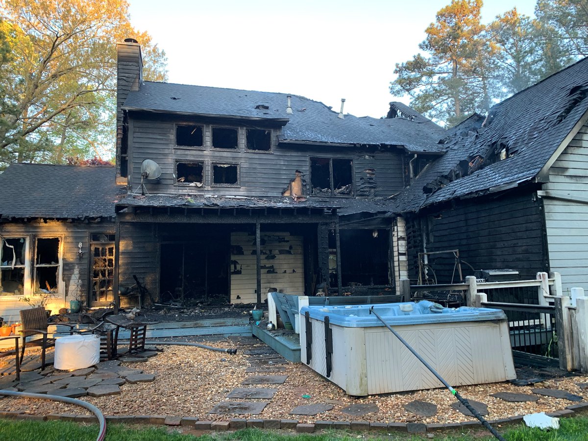 Firefighters responded at 6:08 pm to a resident reported house fire on the 1900 block of Kentland Place in Snellville. One person was home and escaped uninjured after being alerted by smoke alarms. One dog and one cat remain unaccounted for. The cause of the fire is undetermined