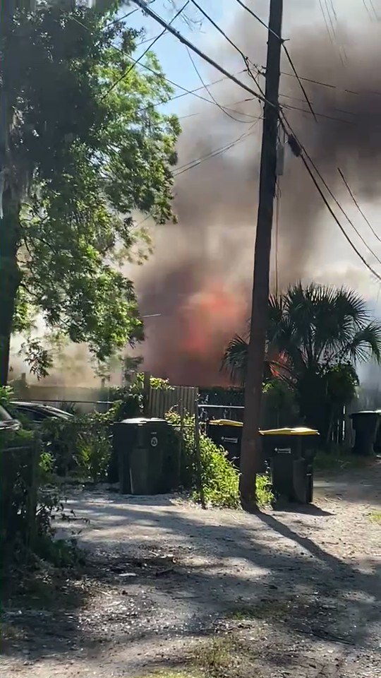 The cause of the fire in the 600 Block of W. 35th Street is under investigation. The blaze appears to have begun in one structure and spread to two others