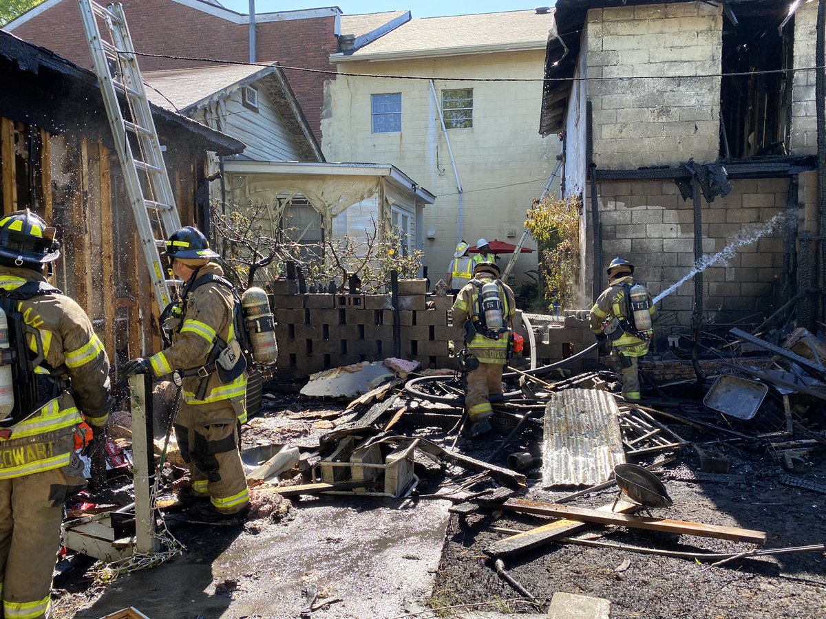 One person was displaced by the fire in the 600 Block of W. 35th Street. The blaze resulted in extensive damage to one home, a neighboring garage and an adjoining fence. A second home sustained exposure damage