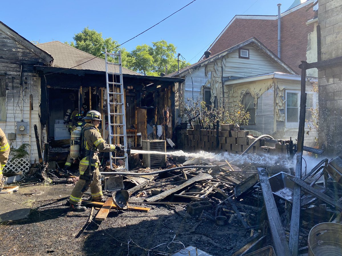 One person was displaced by the fire in the 600 Block of W. 35th Street. The blaze resulted in extensive damage to one home, a neighboring garage and an adjoining fence. A second home sustained exposure damage