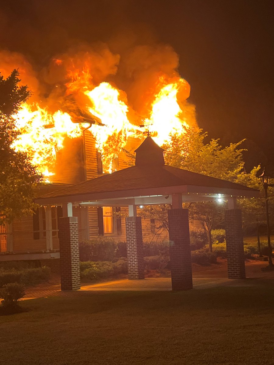 This picture from the @CityofMorrowGA Fire Department shows 1 of the 3 historic homes destroyed in what's believed to be an arson fire. Mayor John Lampl tells in an exclusive interview, The city is very strong, and they're not going to take this laying down