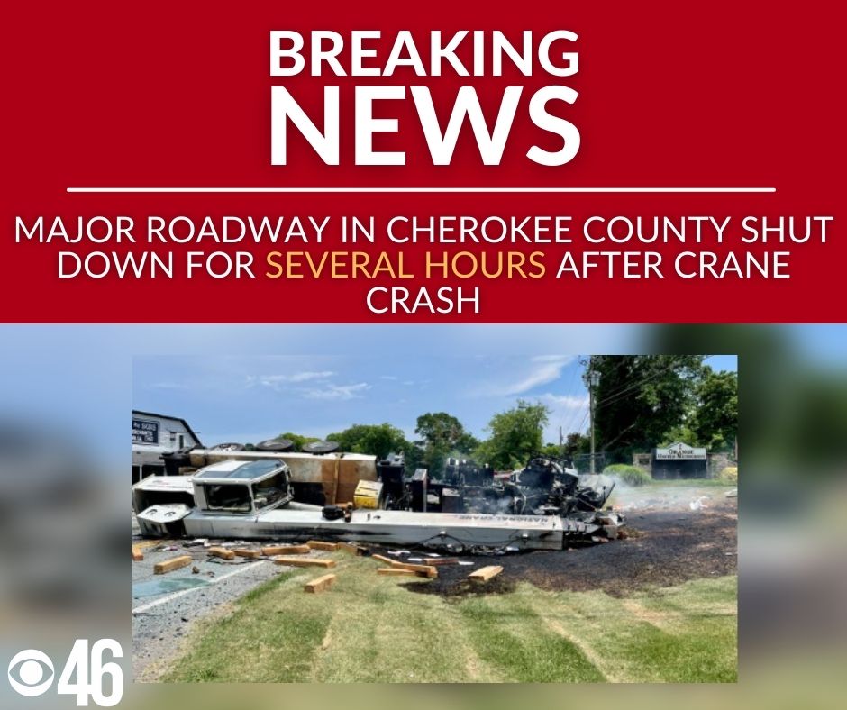 Cherokee County Sheriff's Office told that Cumming Highway just east of Arbor Hill Road is going to be shut down for several hours after a crane crash