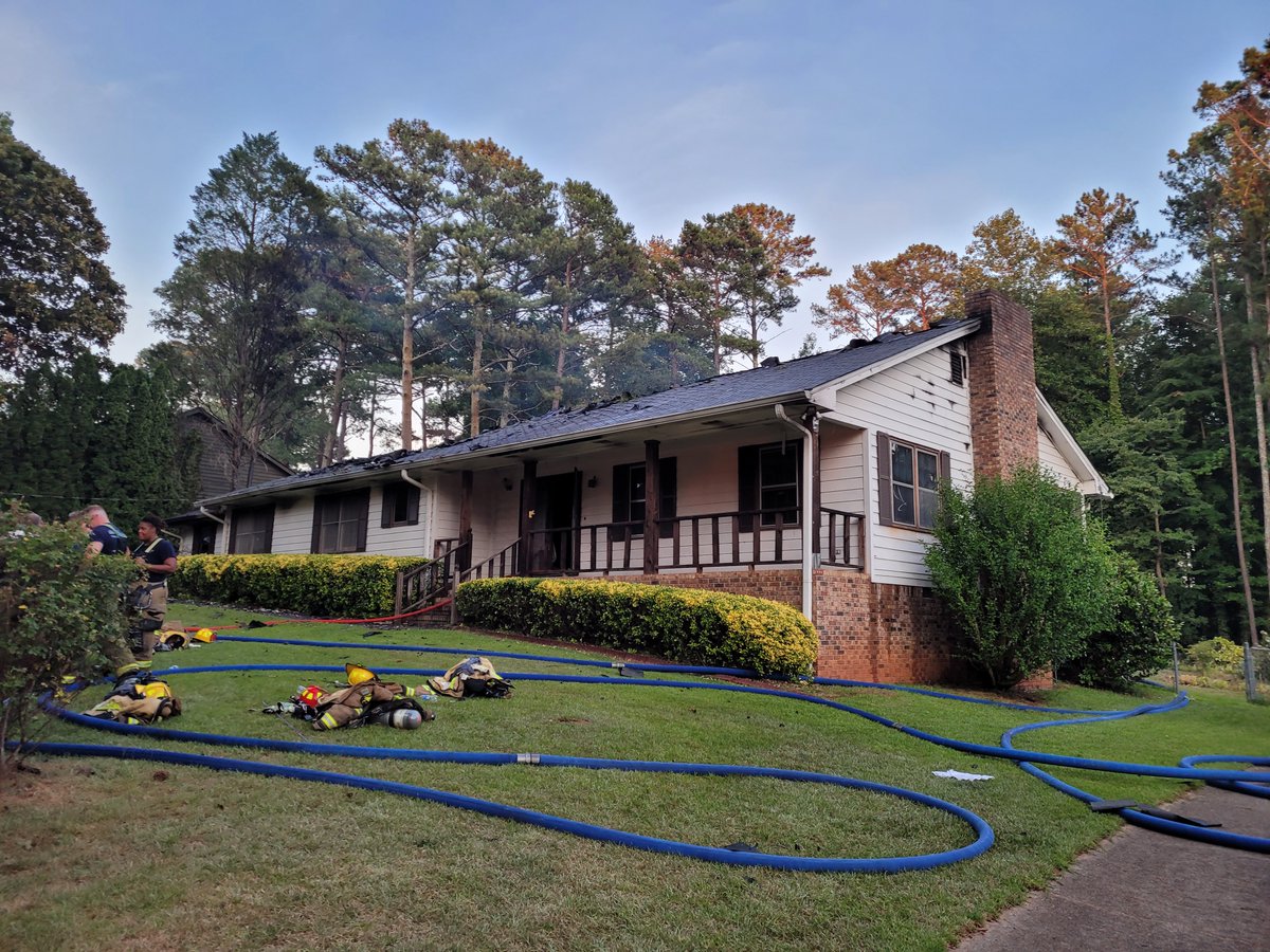 Firefighters responded at 7:27 p.m. to a house fire in the 1500 block of Ridgewood Drive SW in Lilburn. No injuries were reported and the cause is undetermined and under investigation.