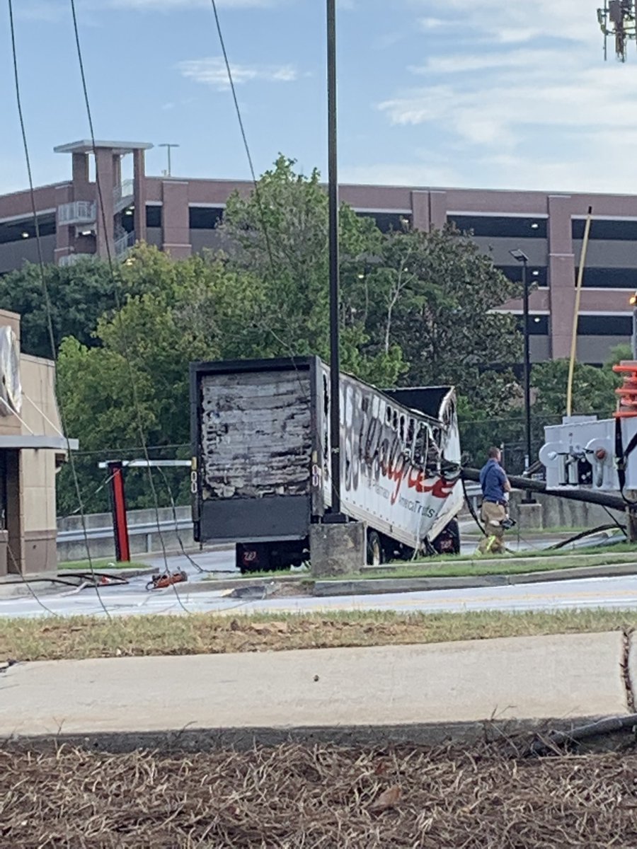 This is how a big rig caught fire in a parking lot off of North Druid Hills Rd west of Briarcliff Rd in DeKalb County this morning